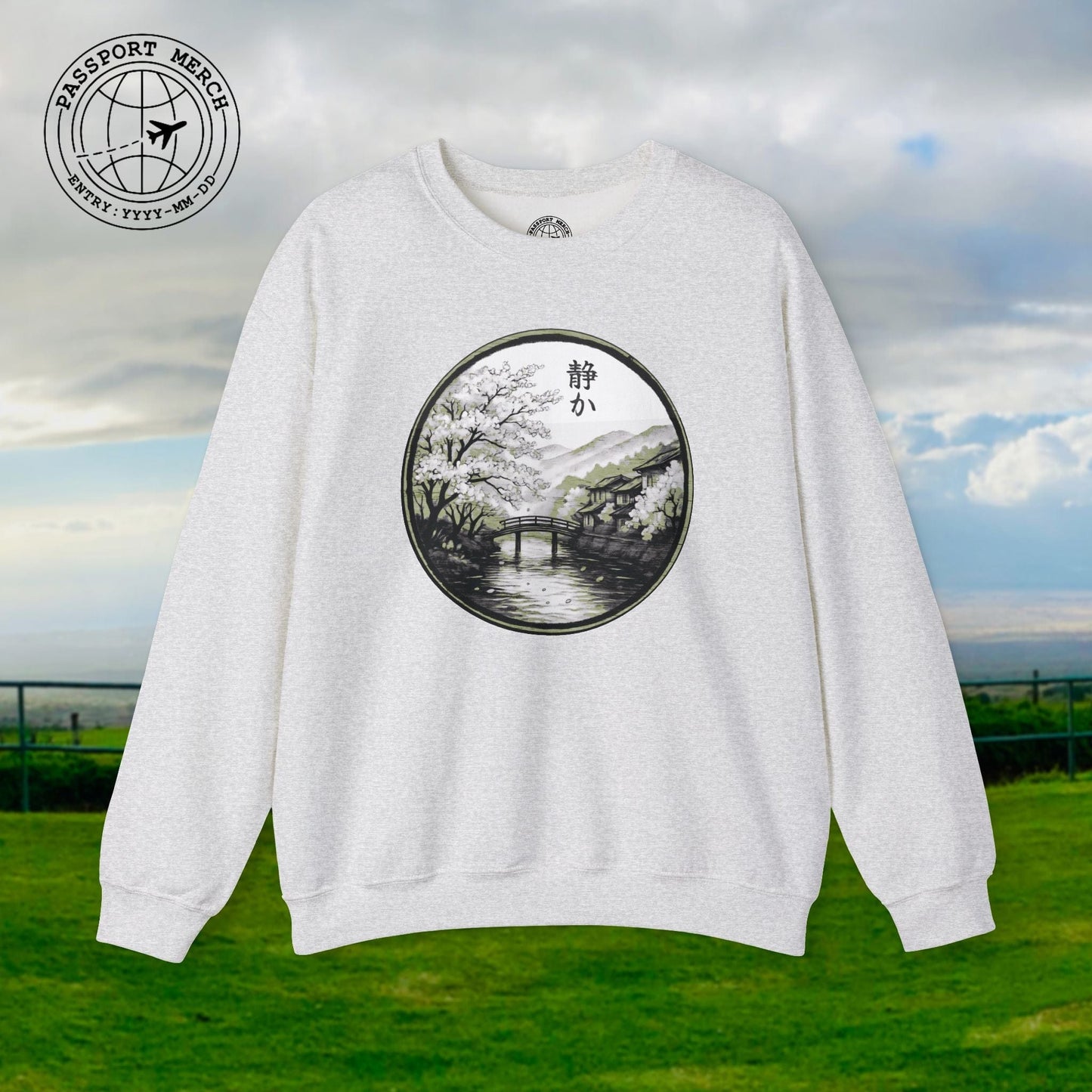 Monochrome Shizuka (Tranquil), Japan Crewneck