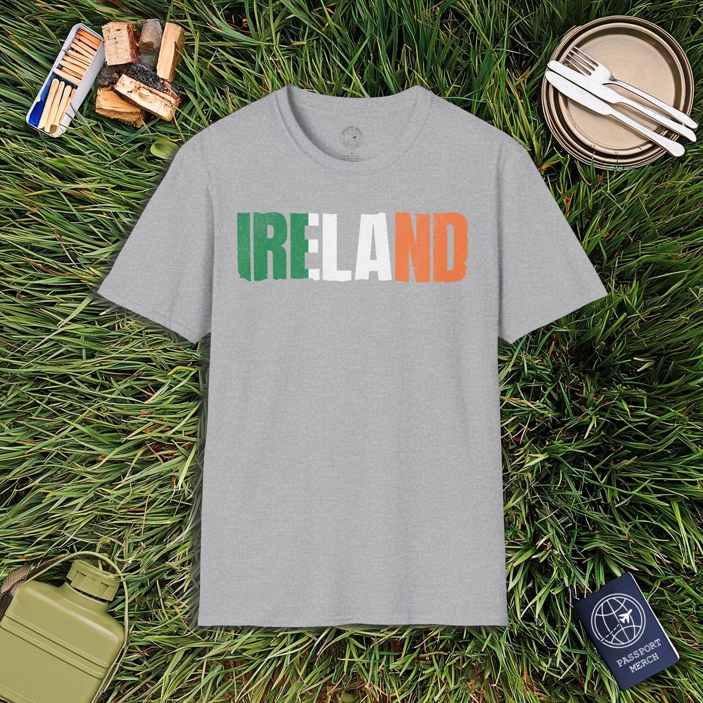 Vintage Ireland Patriotism Letter Flag T-Shirt