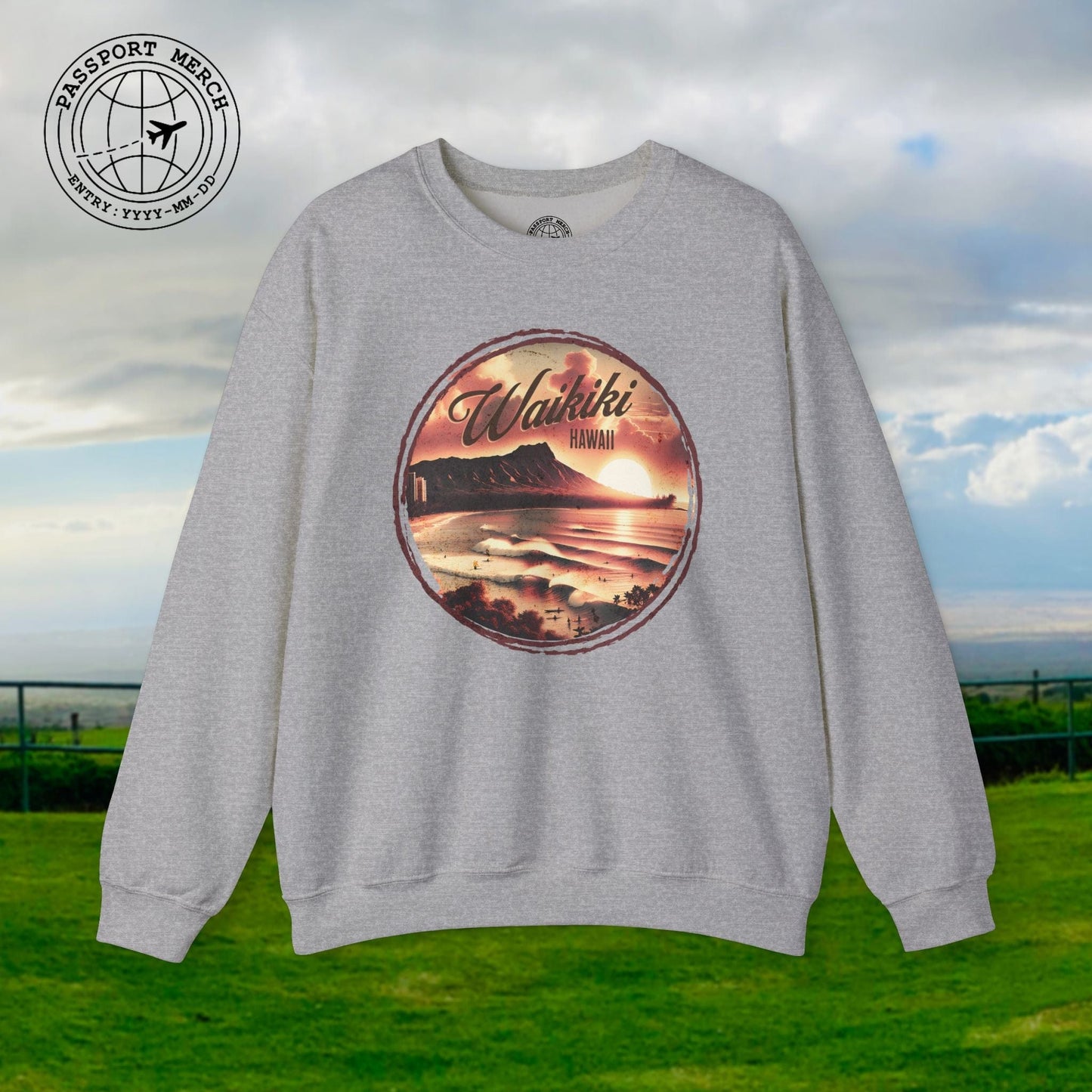 Vintage Nostalgia, Waikiki, Hawaii Crewneck