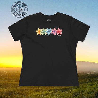 Five Vibrant Plumerias, Hawaii, Womens Fit T-Shirt