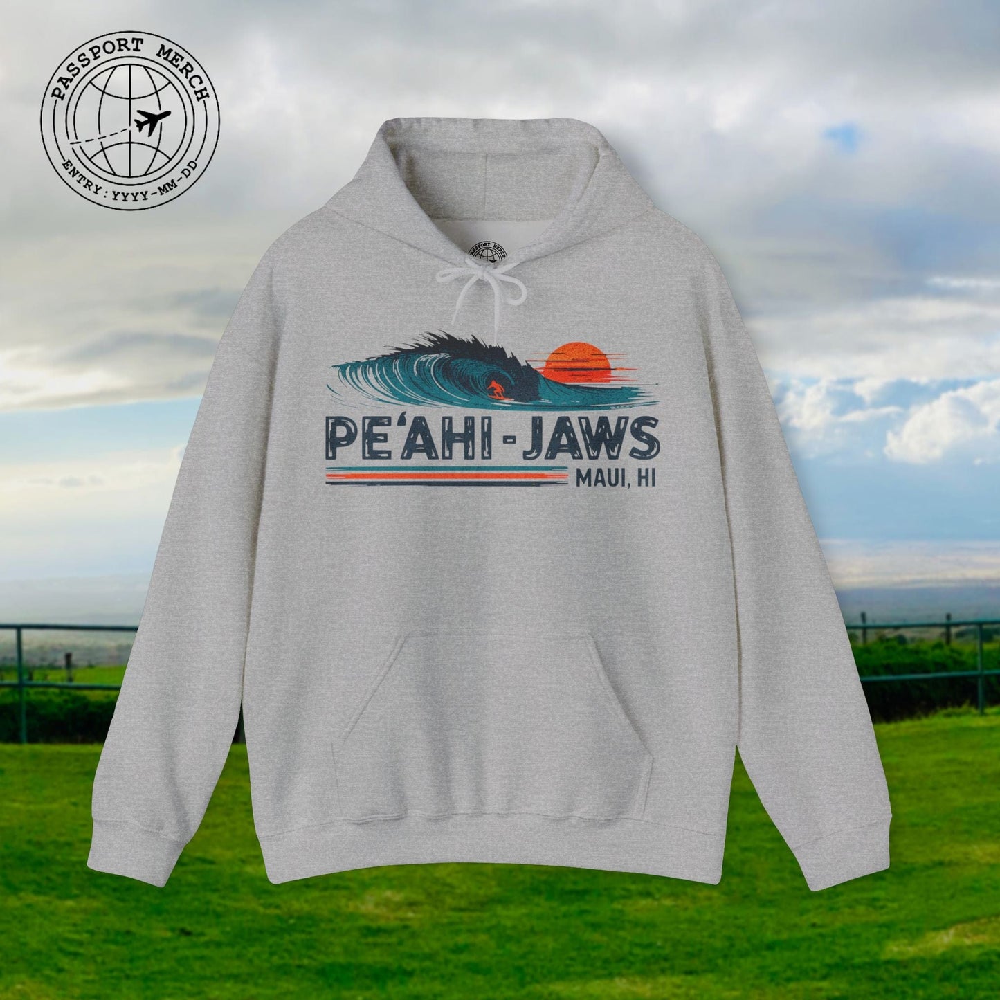 Peahi Jaws, Maui, Hawaii - Vibrant Surf Retro Hoodie