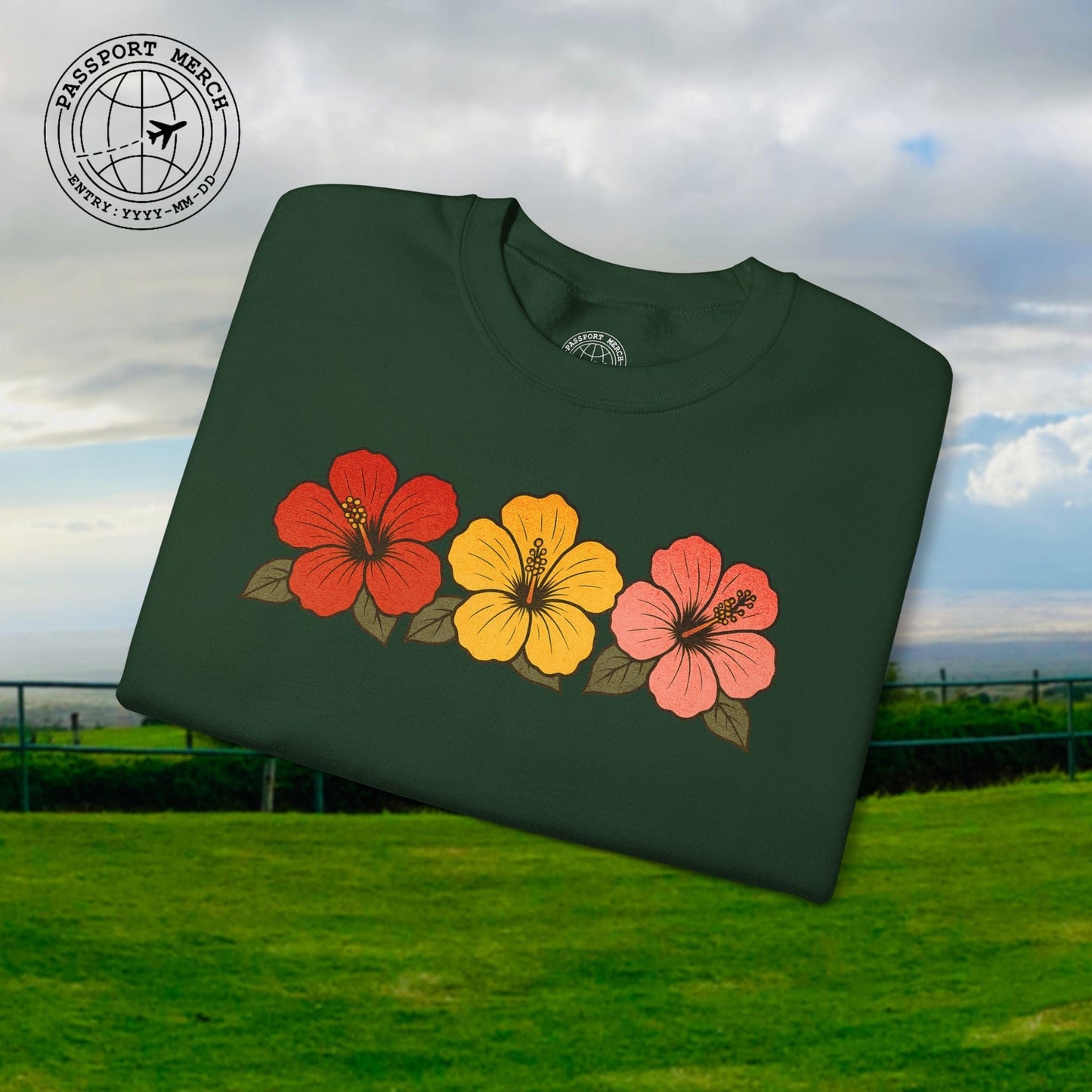 Three Vintage Hibiscus, Hawaii Crewneck