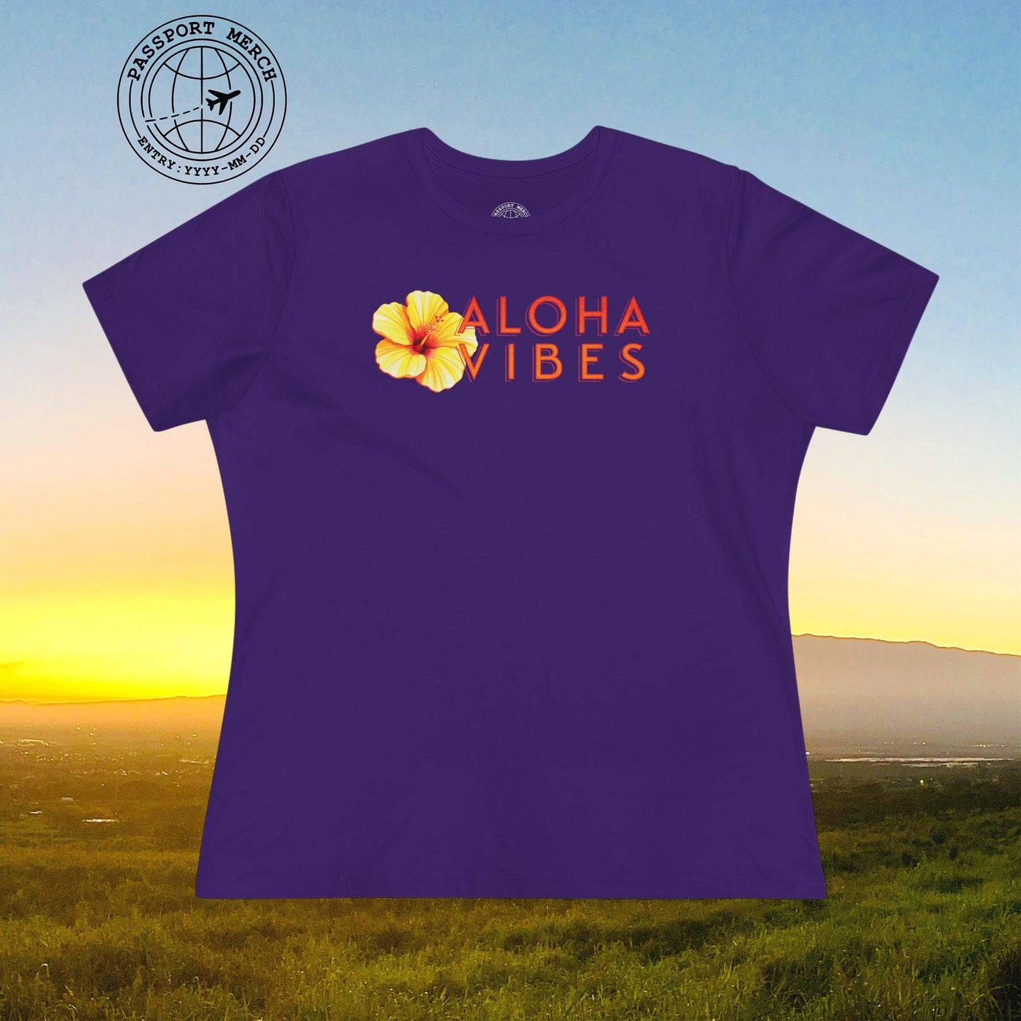Sun-Kissed Hibiscus Aloha Vibes, Hawaii, Womens Fit T-Shirt