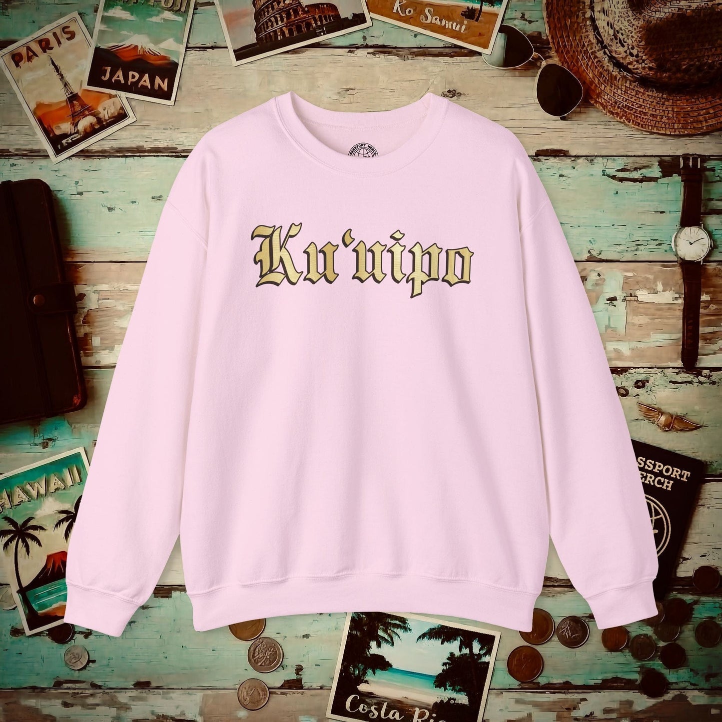 24-Karat Gold Ku'uipo (Hawaiian Jewelry Style) Crewneck Light Pink / S