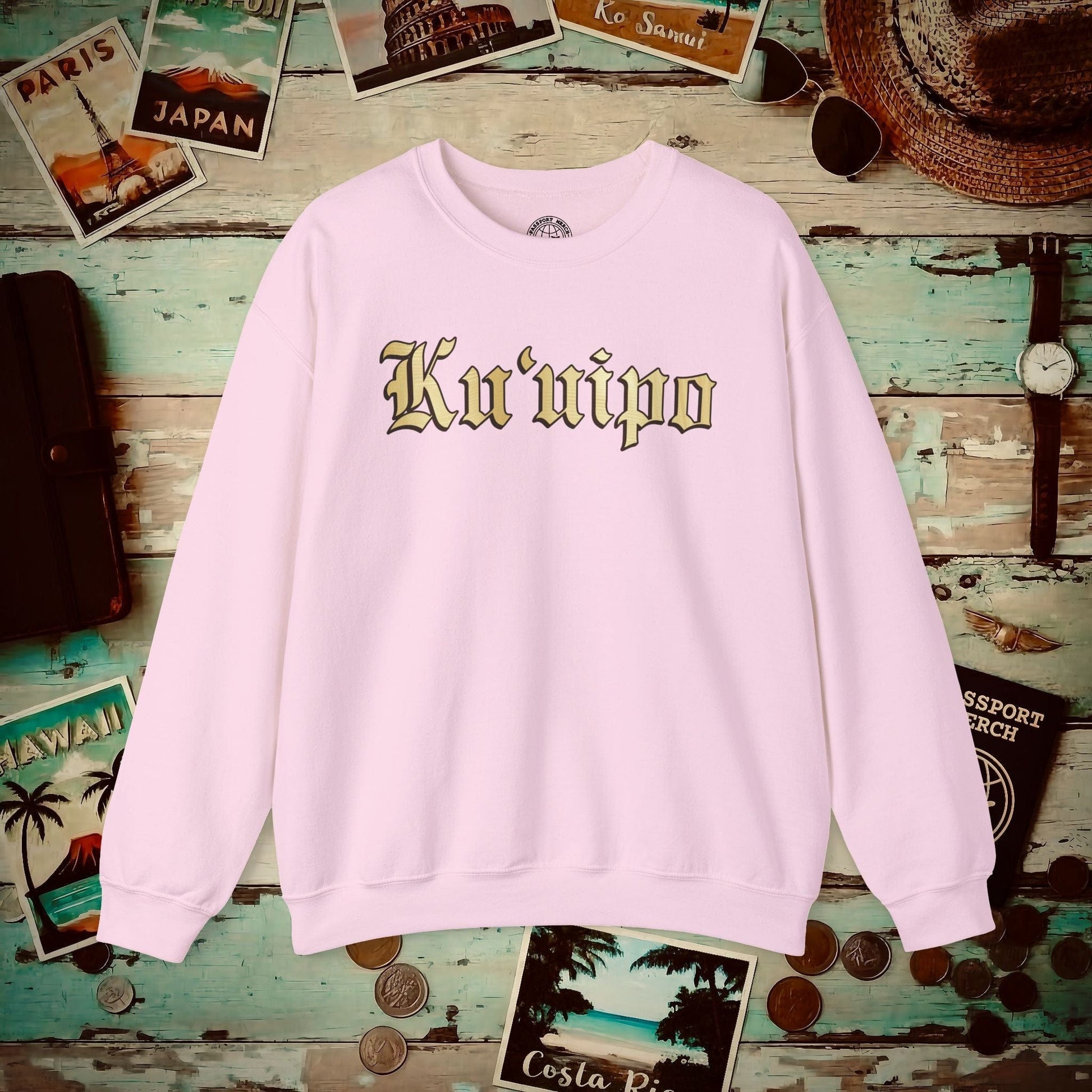 24-Karat Gold Ku'uipo (Hawaiian Jewelry Style) Crewneck Light Pink / S