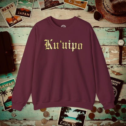 24-Karat Gold Ku'uipo (Hawaiian Jewelry Style) Crewneck Maroon / S