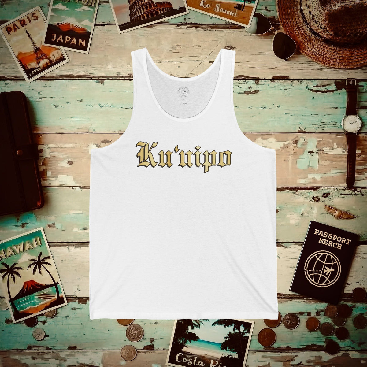 24-Karat Gold Ku'uipo (Hawaiian Jewelry Style) Tank Top White / XS