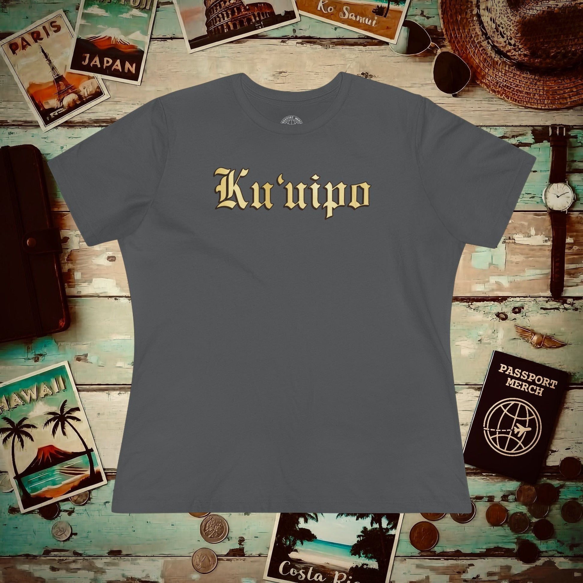 24-Karat Gold Ku'uipo (Hawaiian Jewelry Style), Womens Fit T-Shirt Asphalt / S