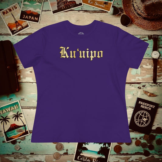 24-Karat Gold Ku'uipo (Hawaiian Jewelry Style), Womens Fit T-Shirt Team Purple / S