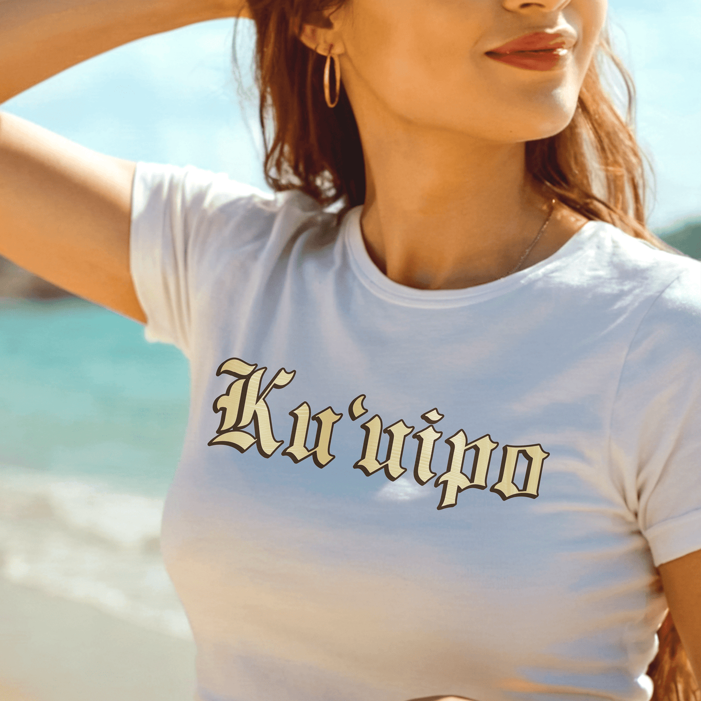 24-Karat Gold Ku'uipo (Hawaiian Jewelry Style), Womens Fit T-Shirt White / S