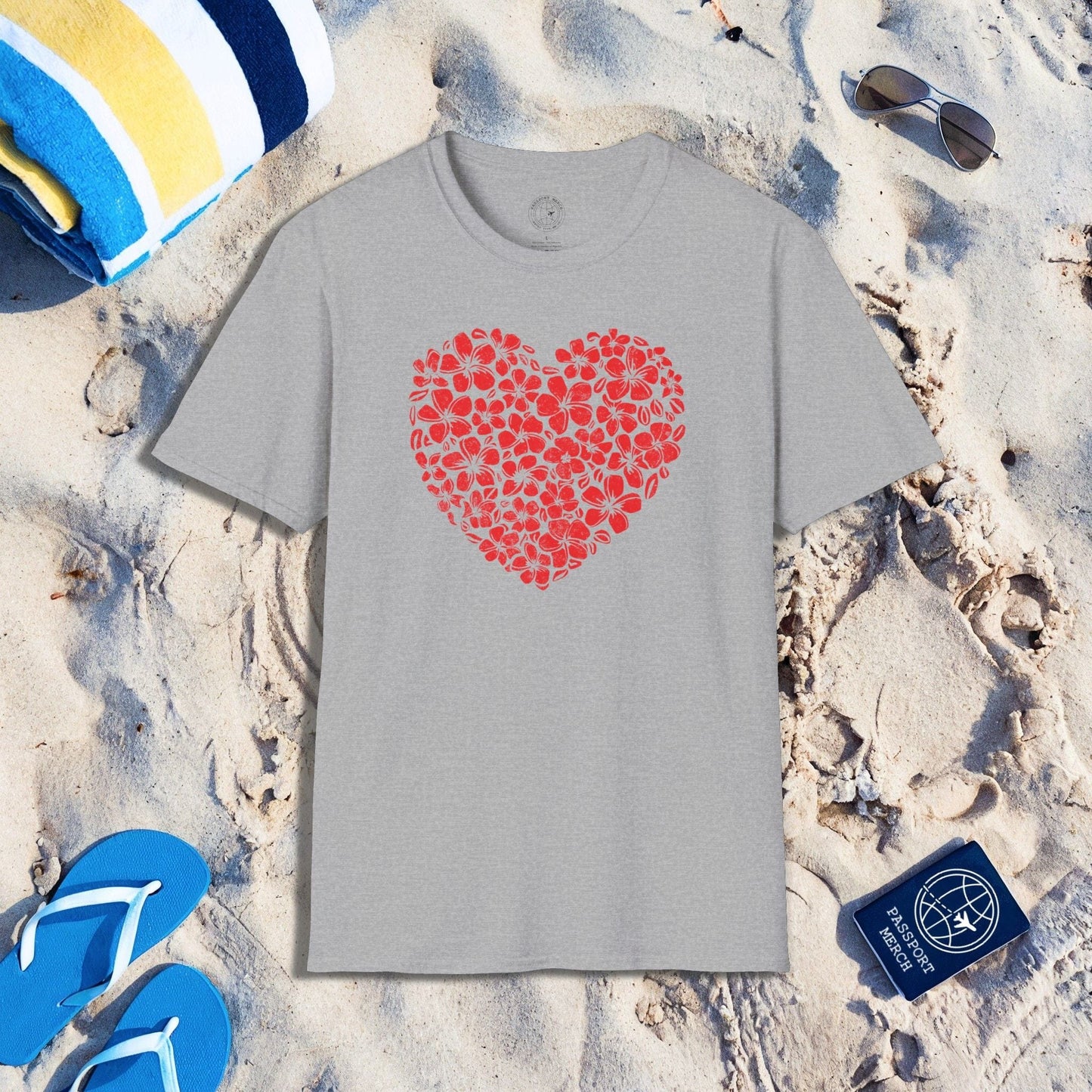 Valentine's Hawaiian Plumeria Heart T-Shirt