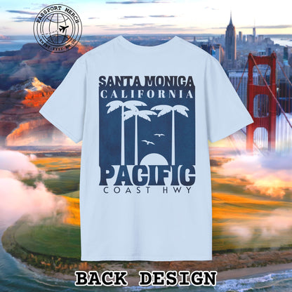 Santa Monica California PCH, Back Print T-Shirt
