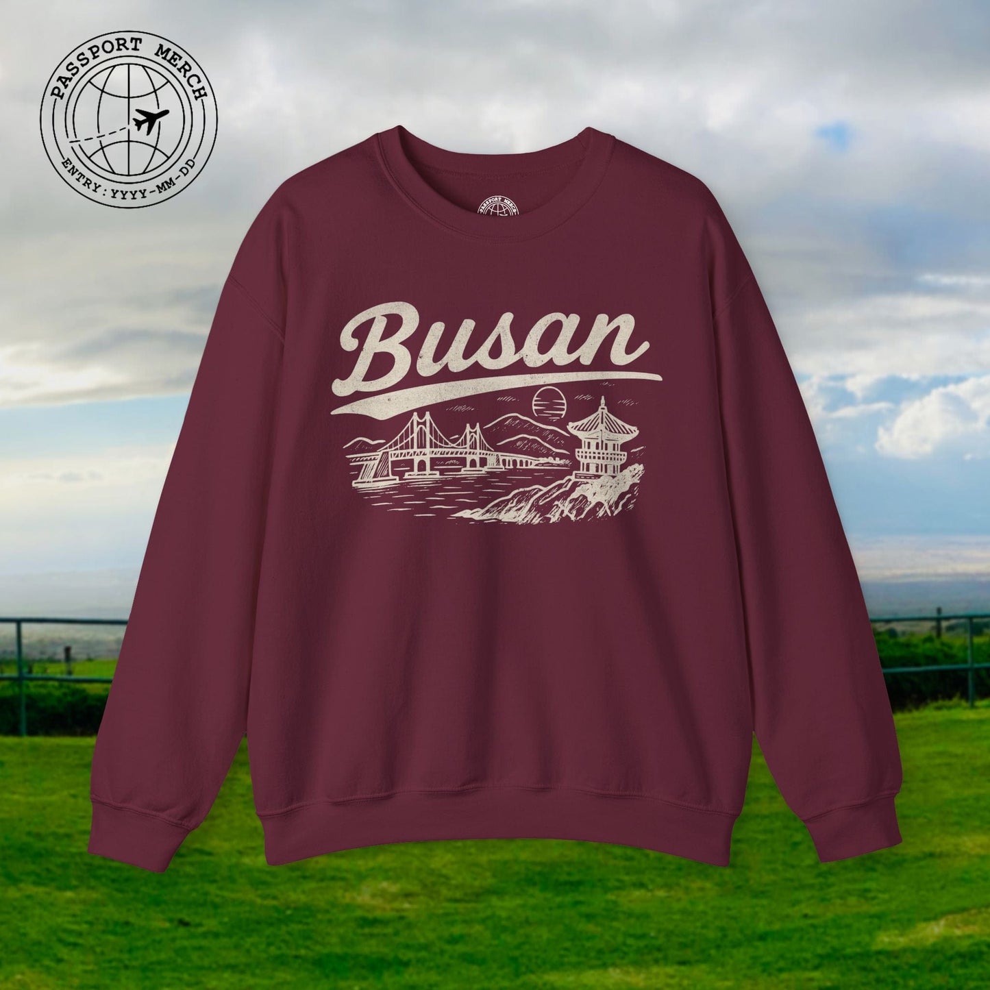 Monochrome Dreams of Busan Korea Crewneck