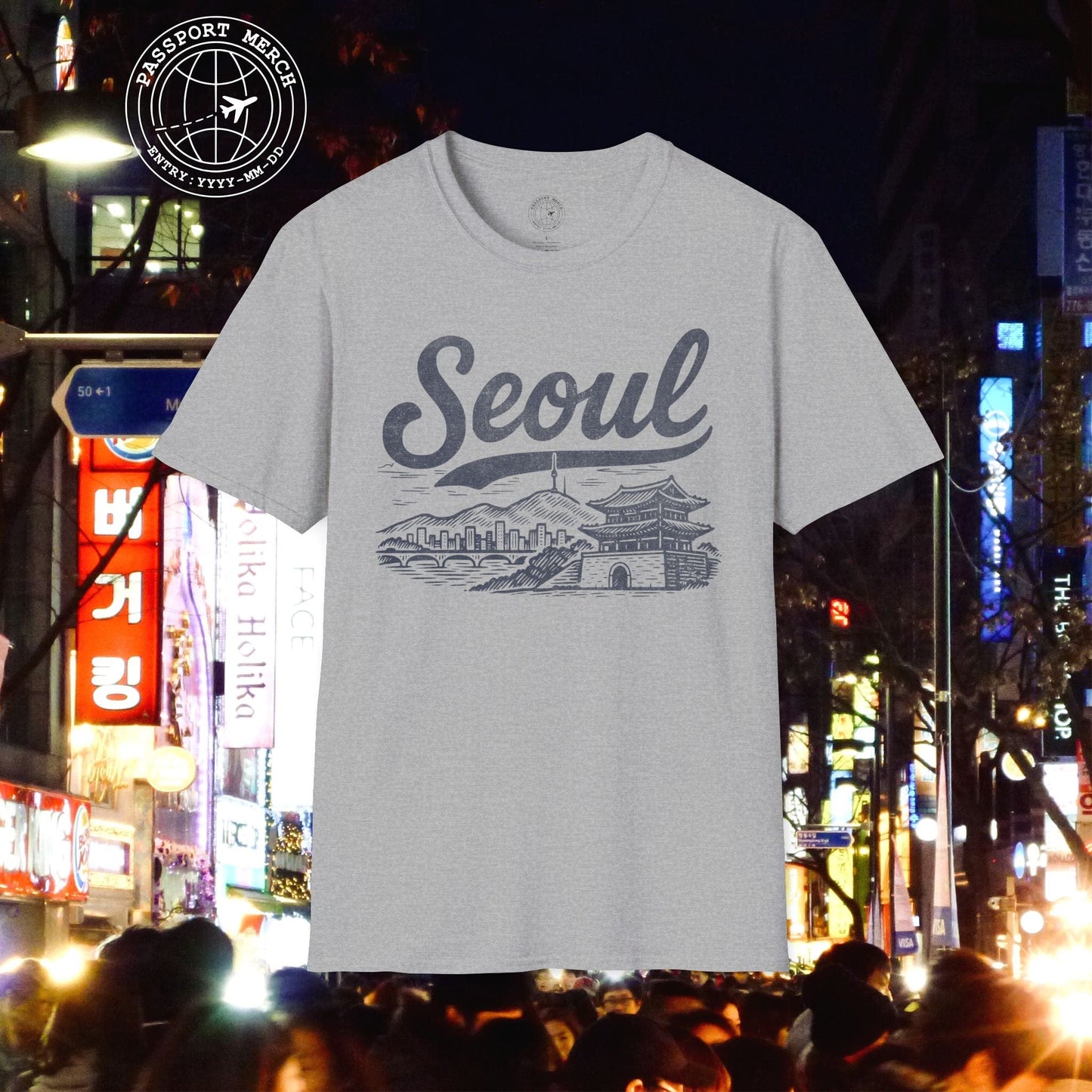 Monochrome Dreams of Seoul Korea T-Shirt