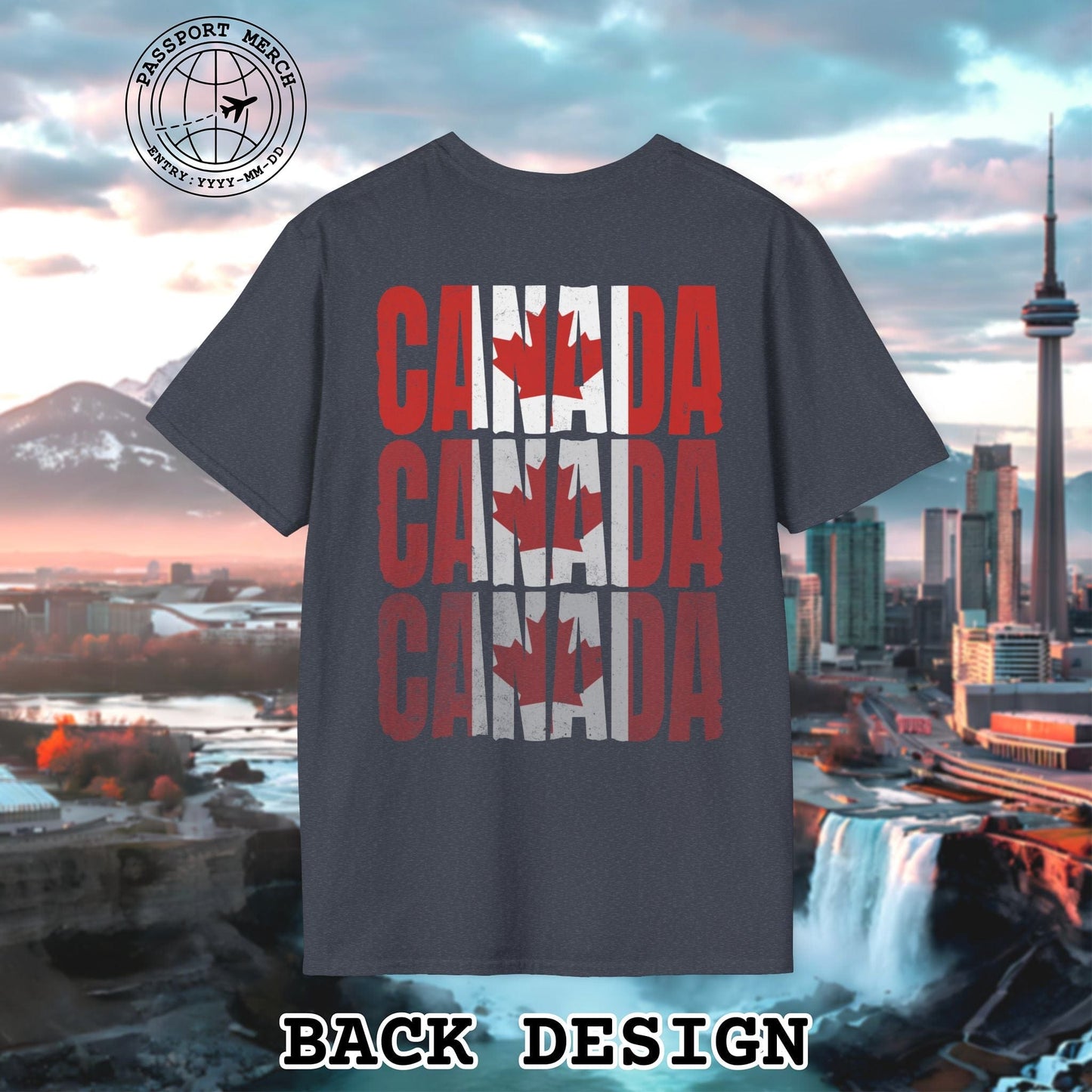 Vintage Canada Patriotism Letter Flag, Back Print T-Shirt