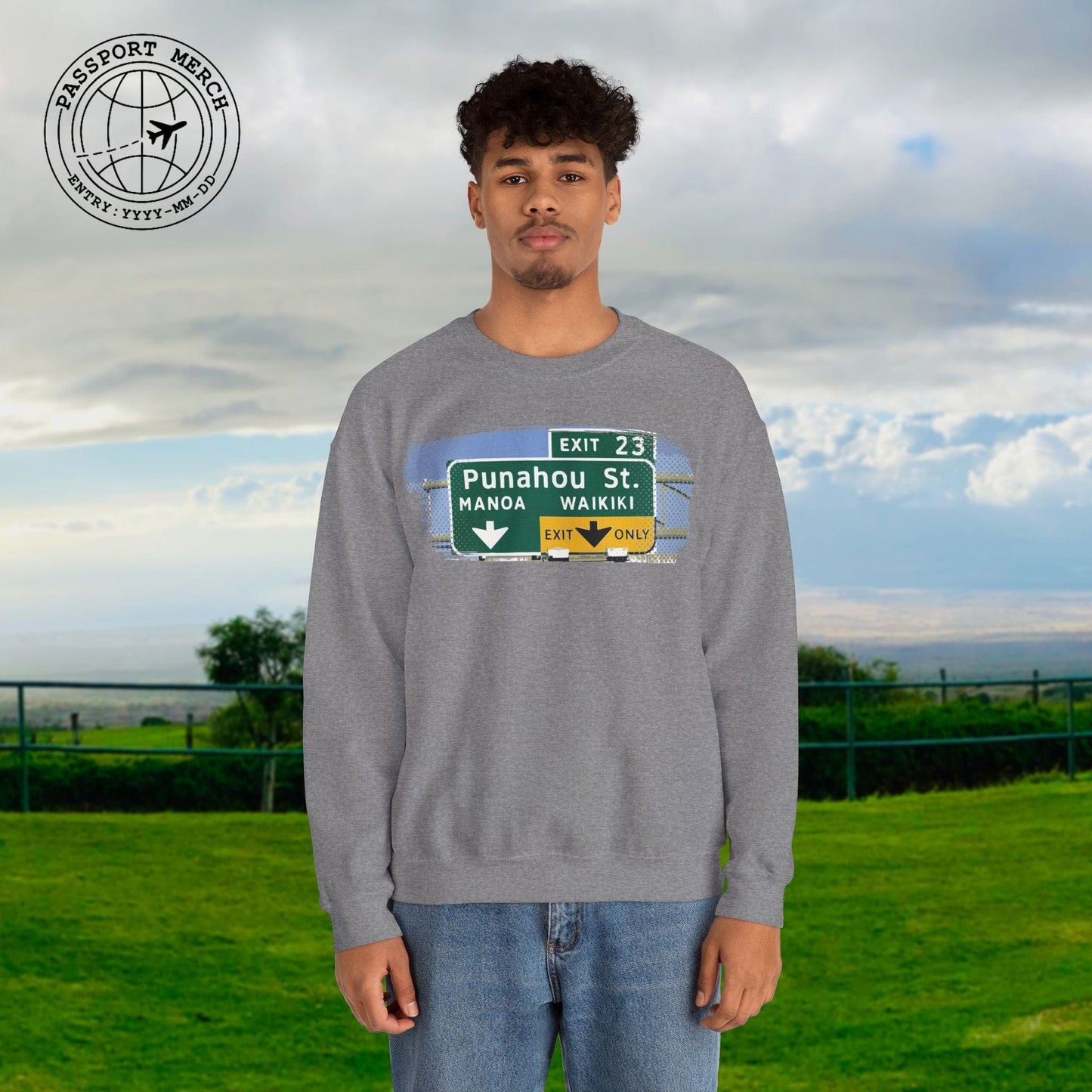 Signs of Wanderlust, Waikiki, Exit Only, Hawaii Crewneck