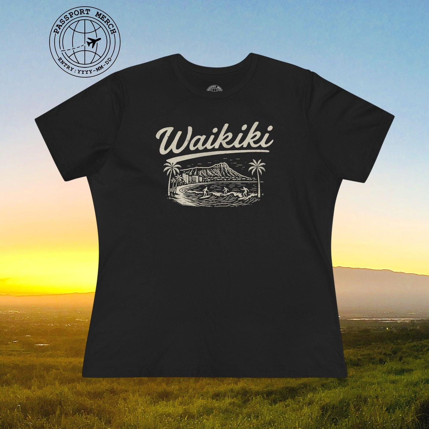 Monochrome Dreams of Waikiki, Hawaii, Womens Fit T-Shirt