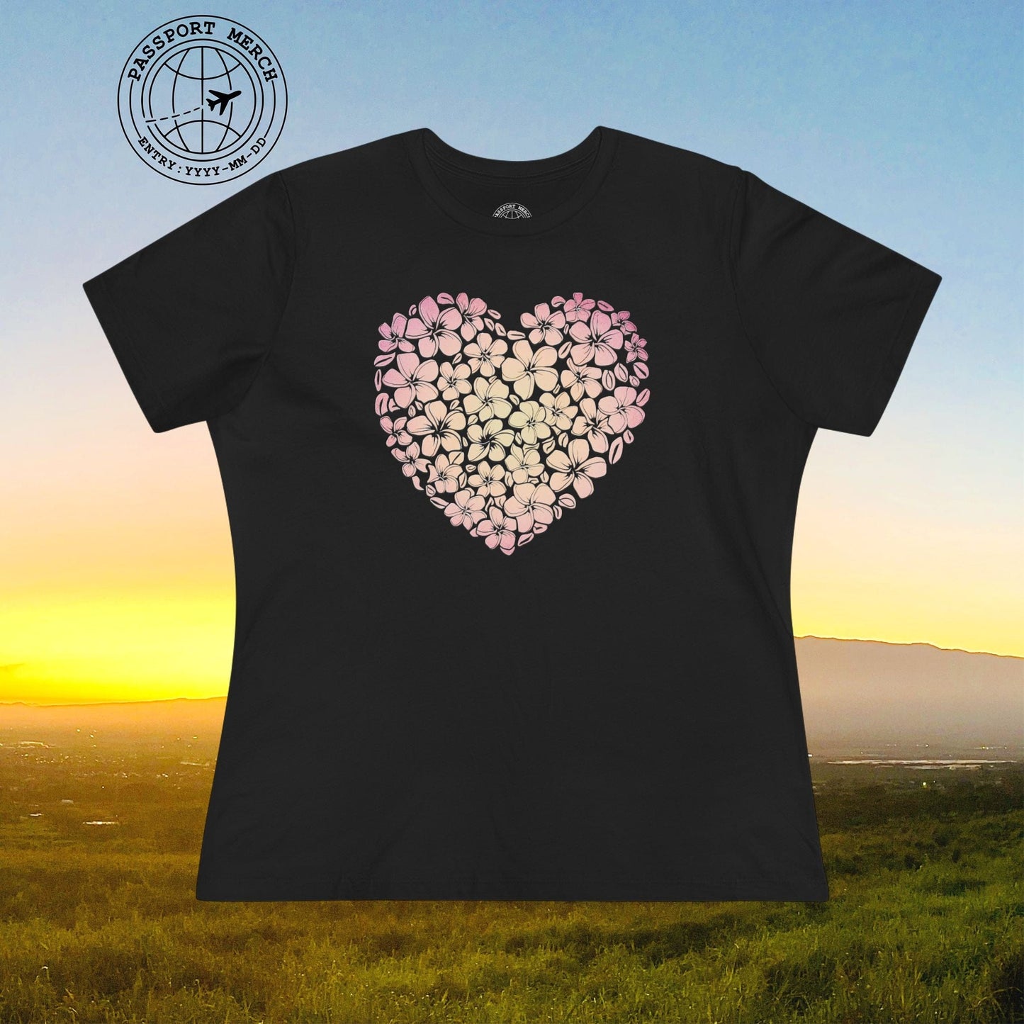 Hawaiian Plumeria Heart, Womens Fit T-Shirt