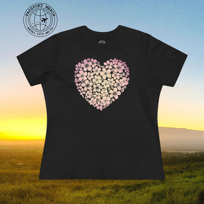 Hawaiian Plumeria Heart, Womens Fit T-Shirt