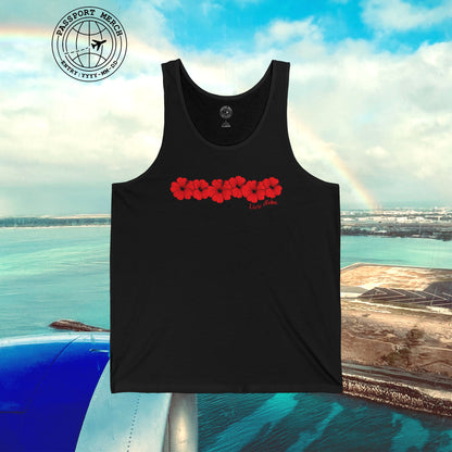 Live Aloha RED Monochrome Hibiscus, Hawaii Tank Top