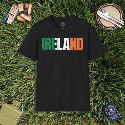 Vintage Ireland Patriotism Letter Flag T-Shirt