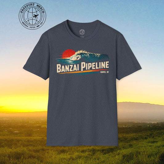Banzai Pipeline, Oahu, Hawaii - Vibrant Surf Retro T-Shirt