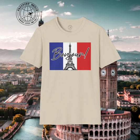 Bonjour Eiffel Tower Paris France T-Shirt