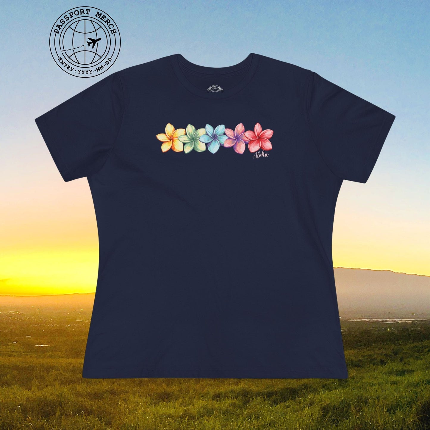 Five Vibrant Plumerias, Hawaii, Womens Fit T-Shirt
