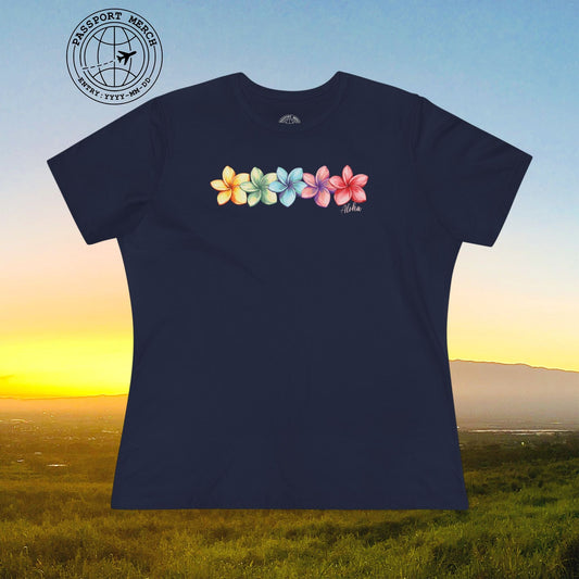 Five Vibrant Plumerias, Hawaii, Womens Fit T-Shirt