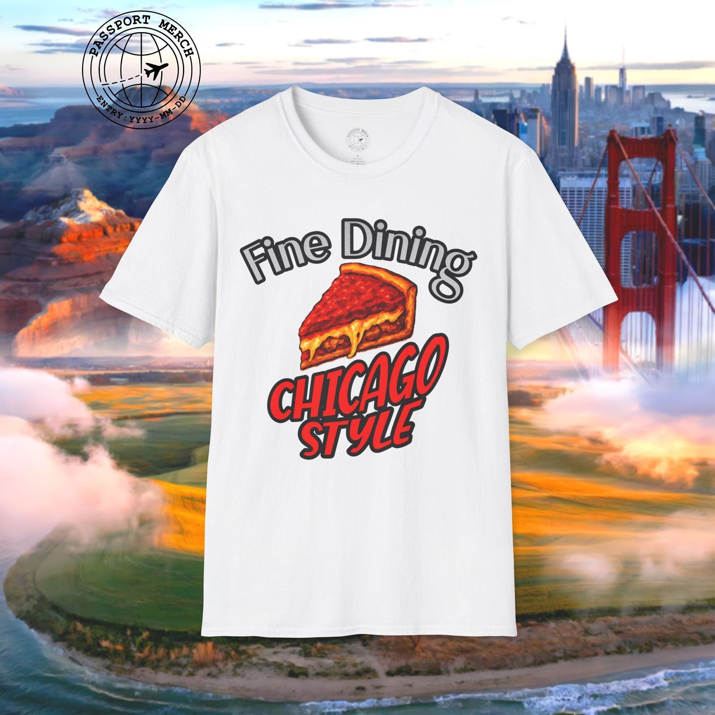 Deep Dish Pizza Fine Dining Chicago Style, Illinois T-Shirt