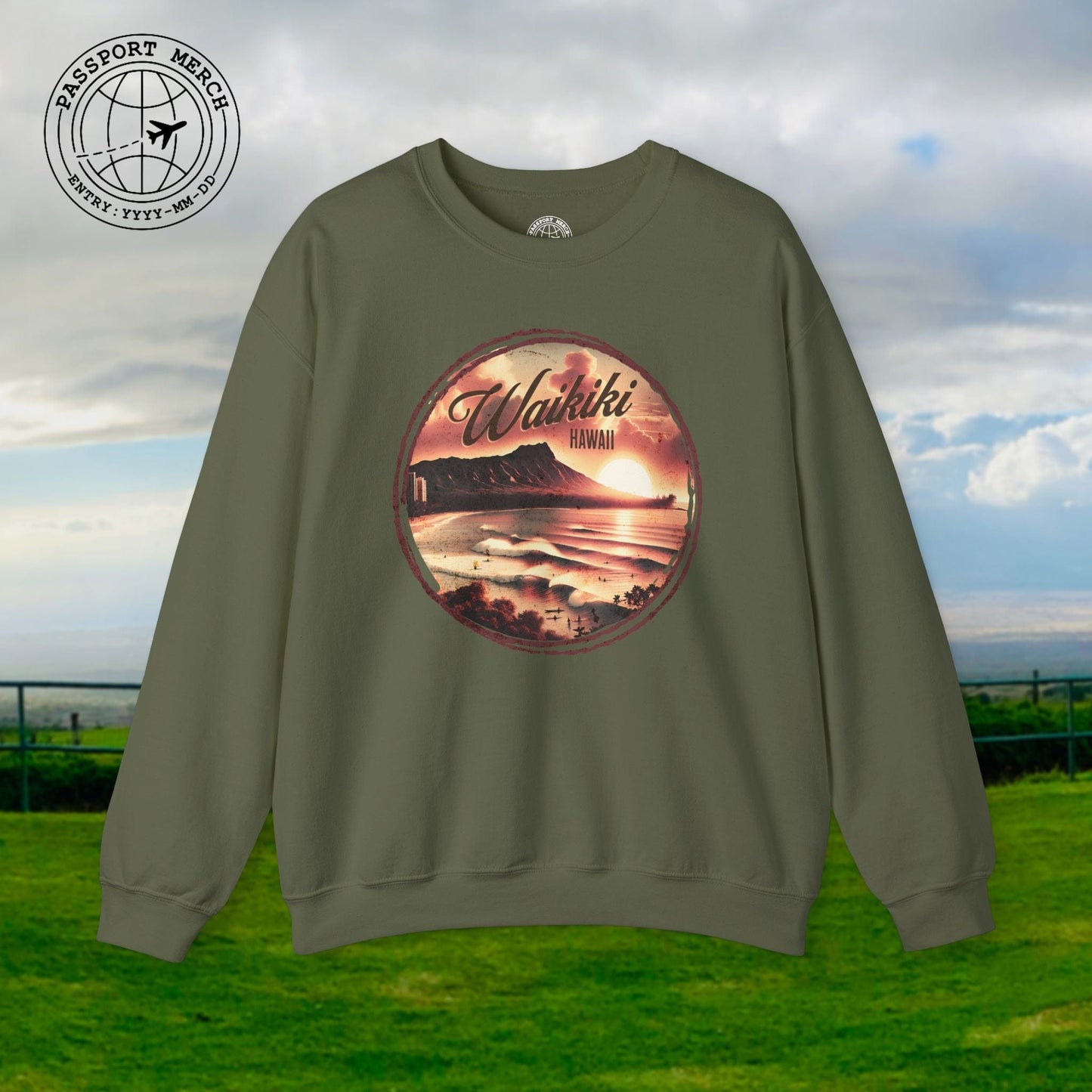 Vintage Nostalgia, Waikiki, Hawaii Crewneck