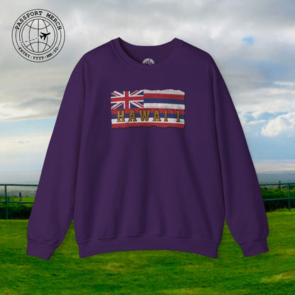 Vintage Koa Wood Carved Hawaiian Flag Crewneck