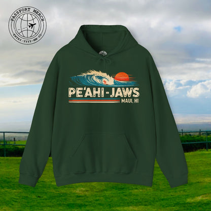 Peahi Jaws, Maui, Hawaii - Vibrant Surf Retro Hoodie