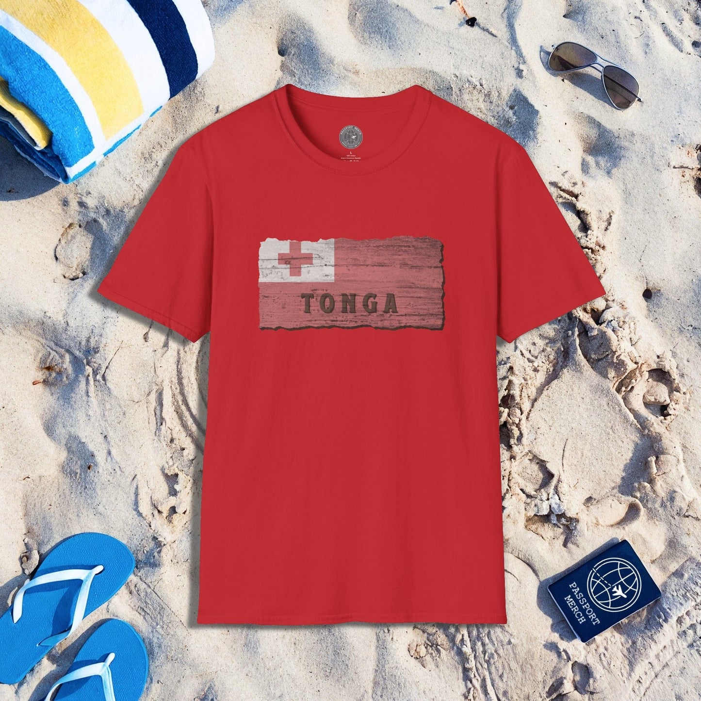 Kingdom of Tonga Woodworked Flag T-Shirt