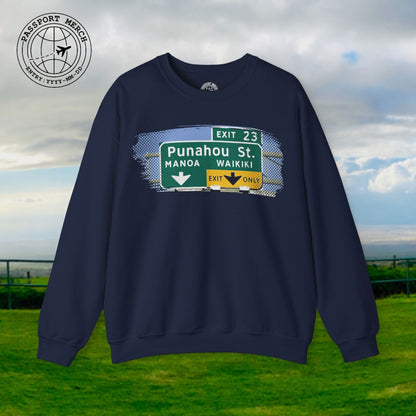 Signs of Wanderlust, Waikiki, Exit Only, Hawaii Crewneck