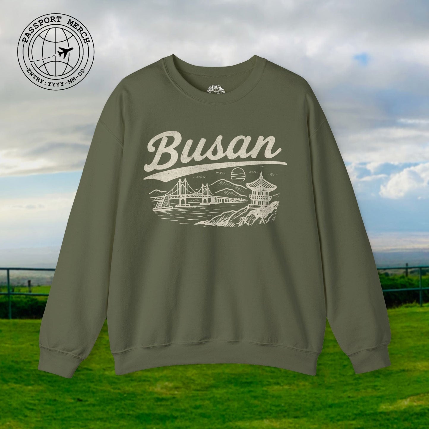 Monochrome Dreams of Busan Korea Crewneck