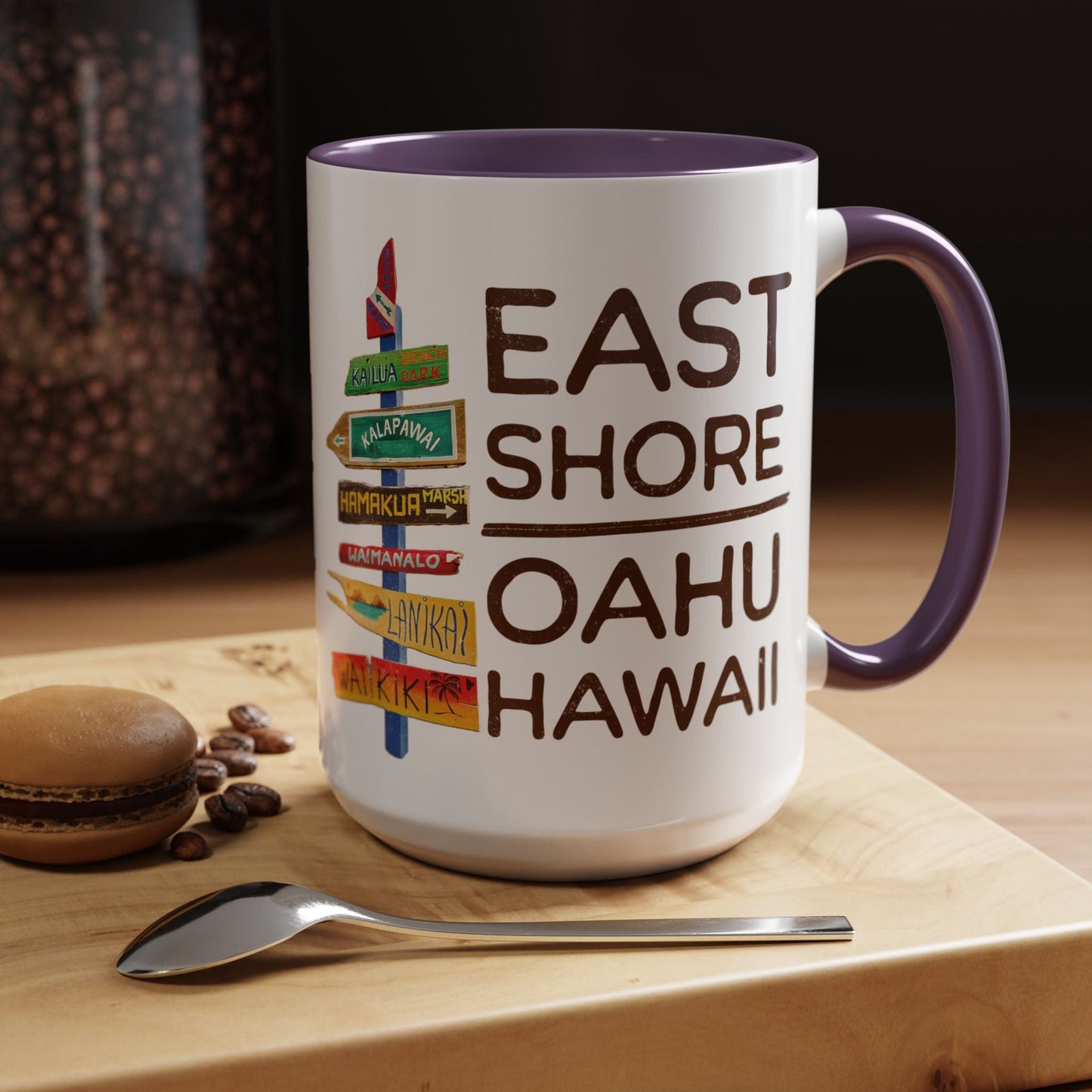 Signs of Wanderlust, East Shore, Oahu, Hawaii 15oz Mug