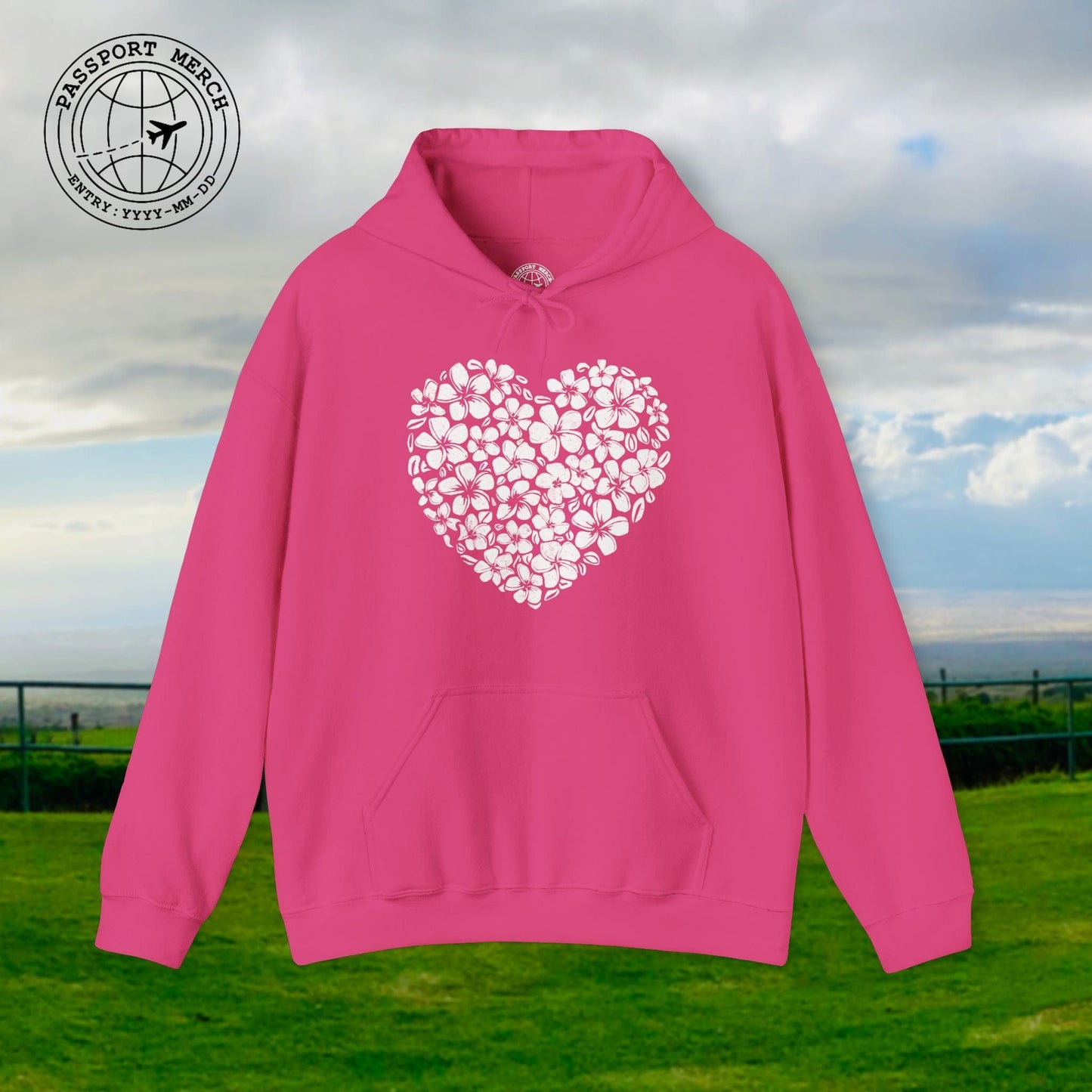 Valentine's Hawaiian Plumeria Heart Hoodie