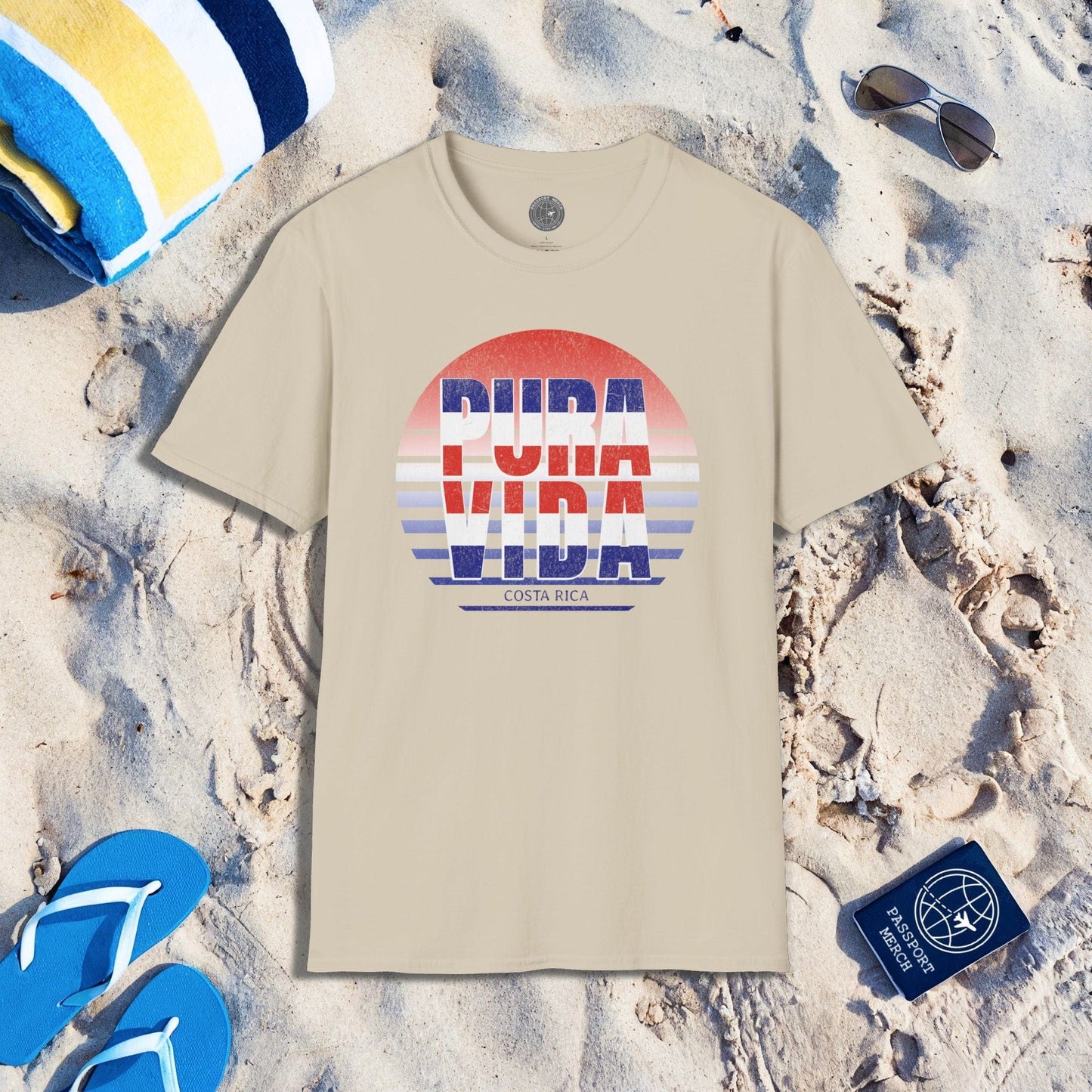 Pura Vida Patriotism Costa Rica Letter Flag T-Shirt