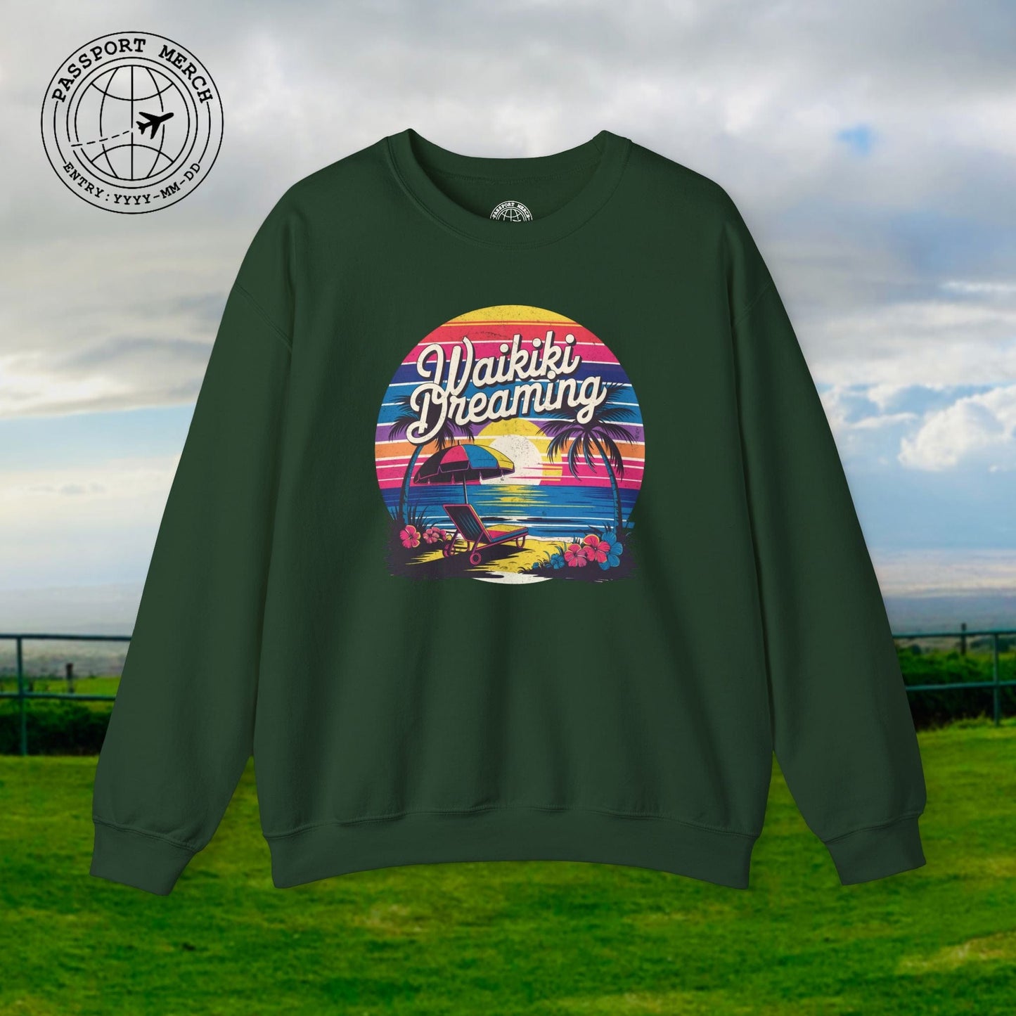 Retro Waikiki Dreaming, Hawaii Crewneck