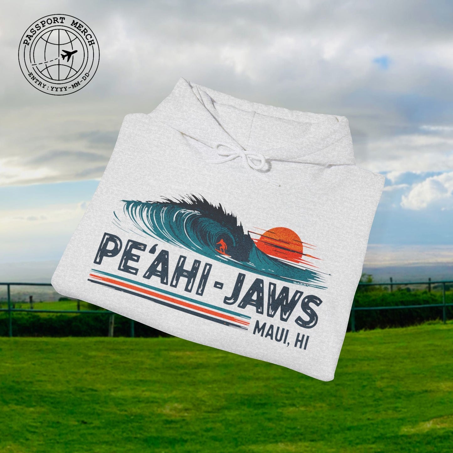Peahi Jaws, Maui, Hawaii - Vibrant Surf Retro Hoodie