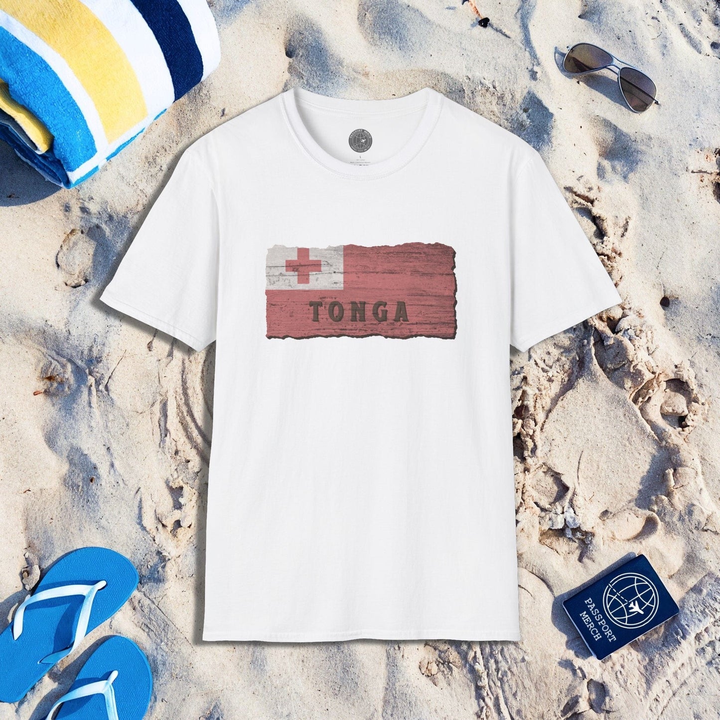 Kingdom of Tonga Woodworked Flag T-Shirt