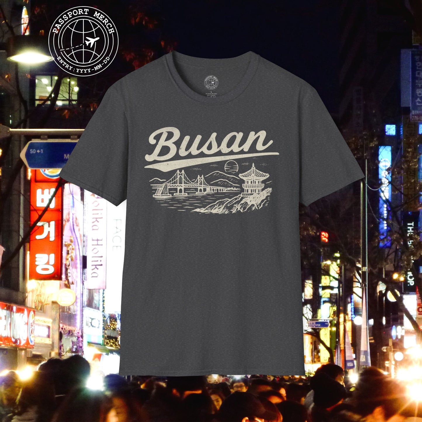 Monochrome Dreams of Busan Korea T-Shirt