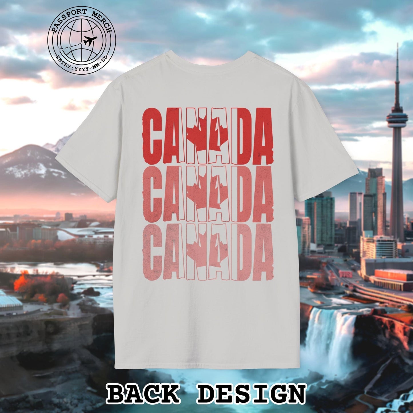 Vintage Canada Patriotism Letter Flag, Back Print T-Shirt