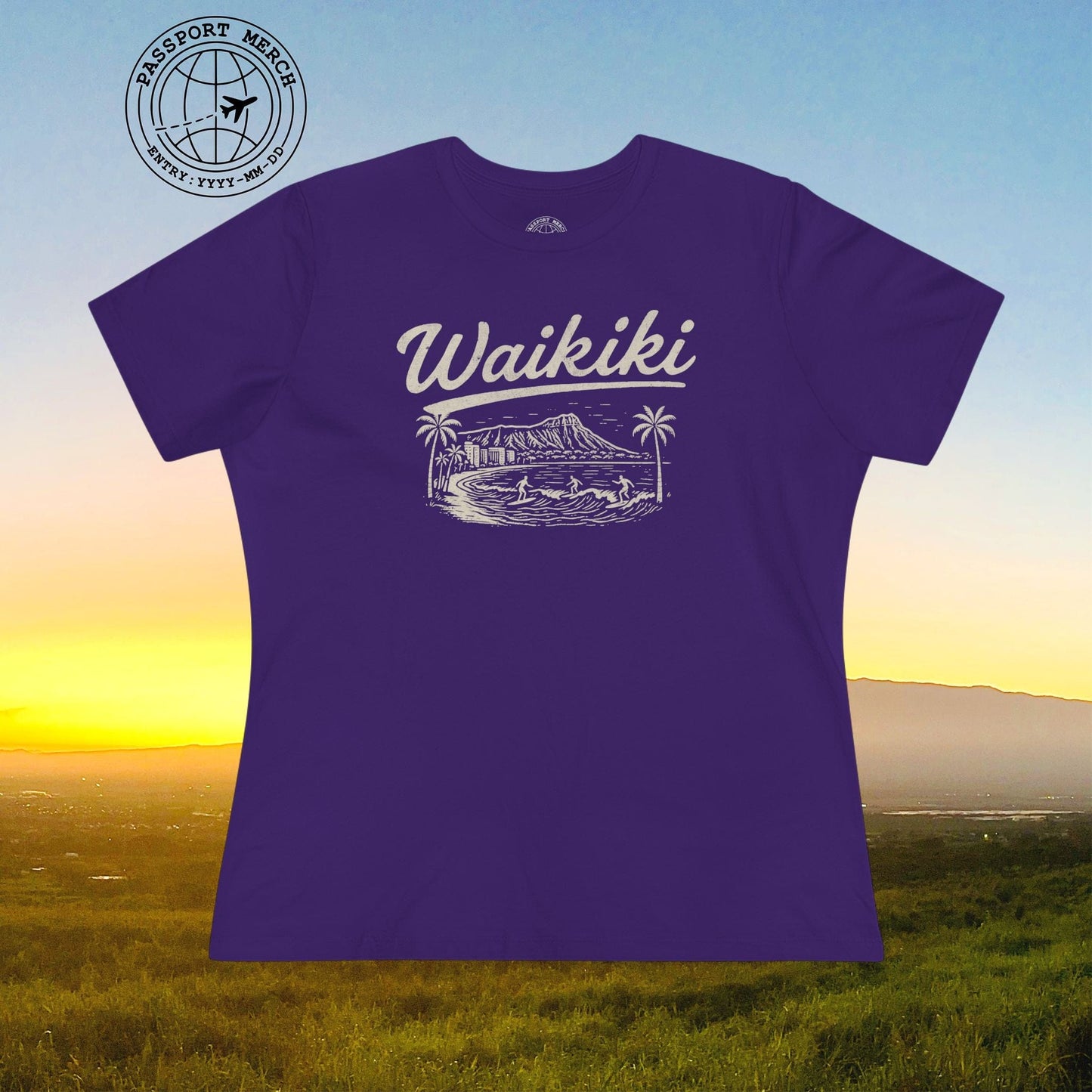Monochrome Dreams of Waikiki, Hawaii, Womens Fit T-Shirt