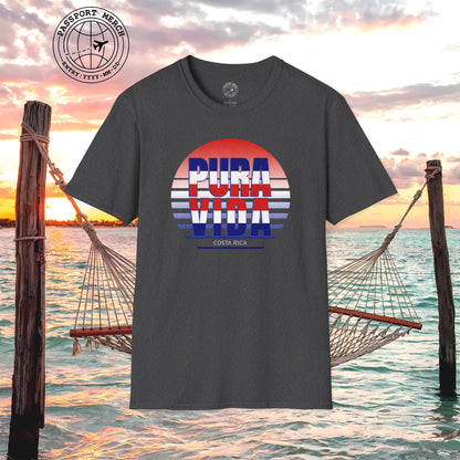 Pura Vida Patriotism Costa Rica Letter Flag T-Shirt