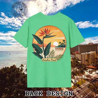 Retro (Bird of) Paradise Found, Hawaii, Back Print T-Shirt