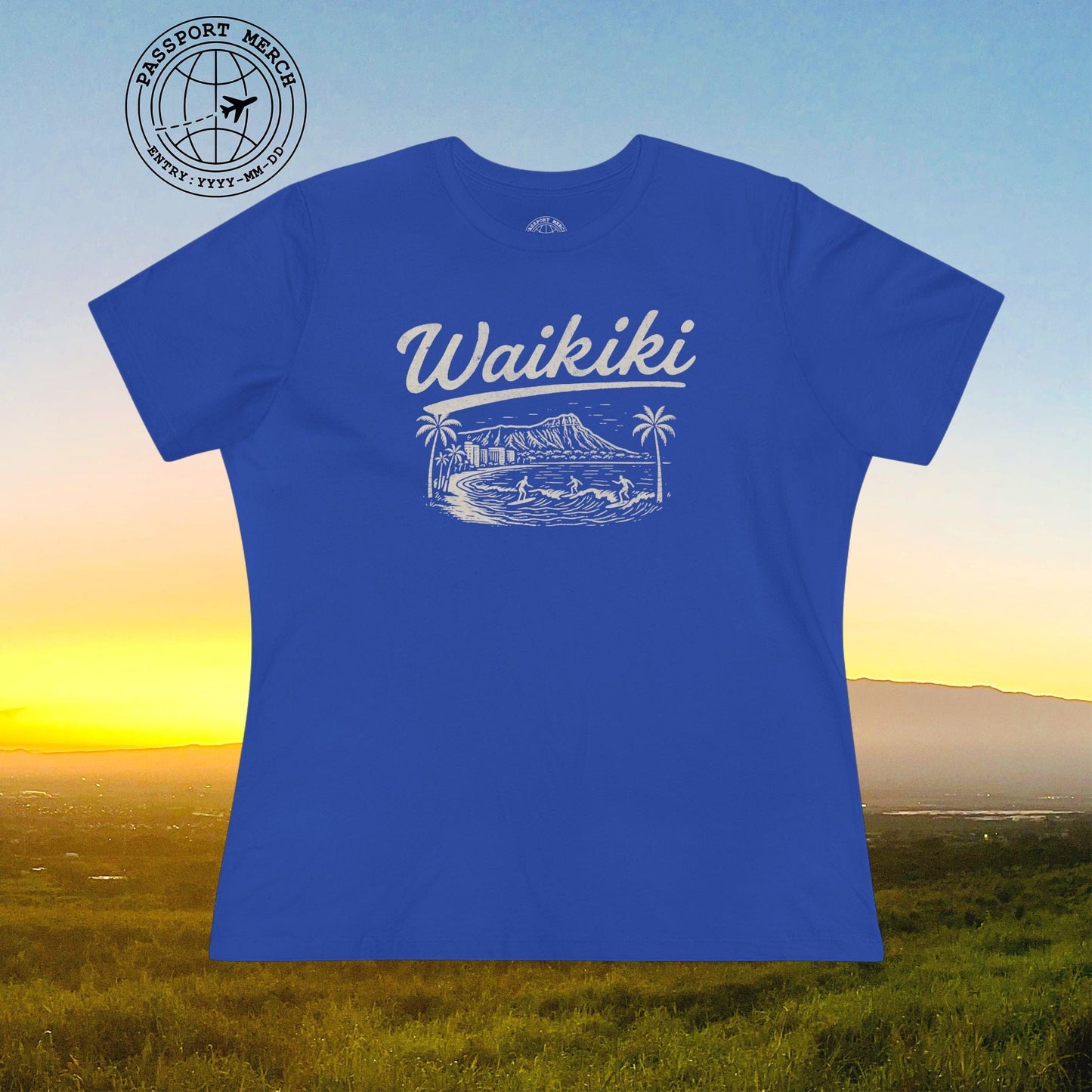 Monochrome Dreams of Waikiki, Hawaii, Womens Fit T-Shirt