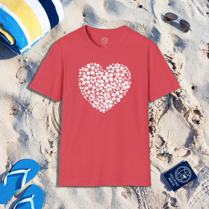 Valentine's Hawaiian Plumeria Heart T-Shirt