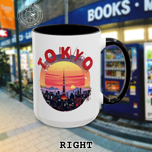 Retro Tokyo Tower Sunset, Japan 15oz Mug